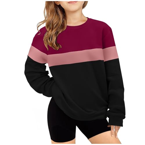 LRMQS Girls Casual Long Sleeve Sweatshirt Teen Crewneck Preppy Cute Pullover Shirts Fall Trendy Clothes Tops Tween Girls2
