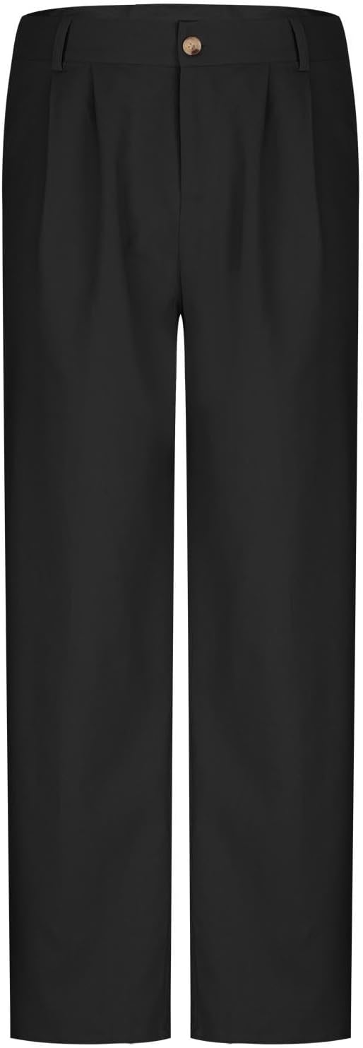 Cambkatl Men's Cotton Linen Dress Pants Straight Leg Business Casual Lightweight Summer Work Pants with Pockets