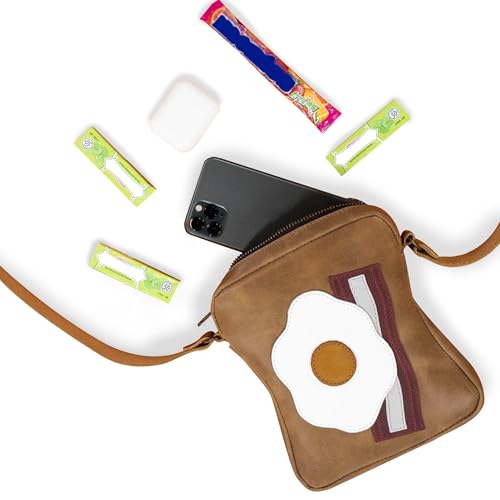 Egg, Bacon Sandwich-Shaped Shoulder Bag, Handbag, Crossbody Bag, Messenger Bag with Adjustable Strap, Full Grain Leather, Handmade, Single Malt Mahogany2