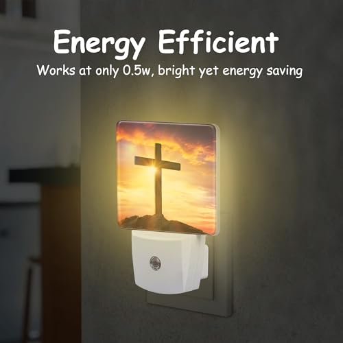 Image of Christ Cross at Sunset Night Light for Kids Girls Boys,Crucifixion of Jesus LED Night Light Plug into Wall with Dusk to Dawn Sensor for Room Decor,Hallway,Kitchen,Bathroom,Nursery,Stairs
