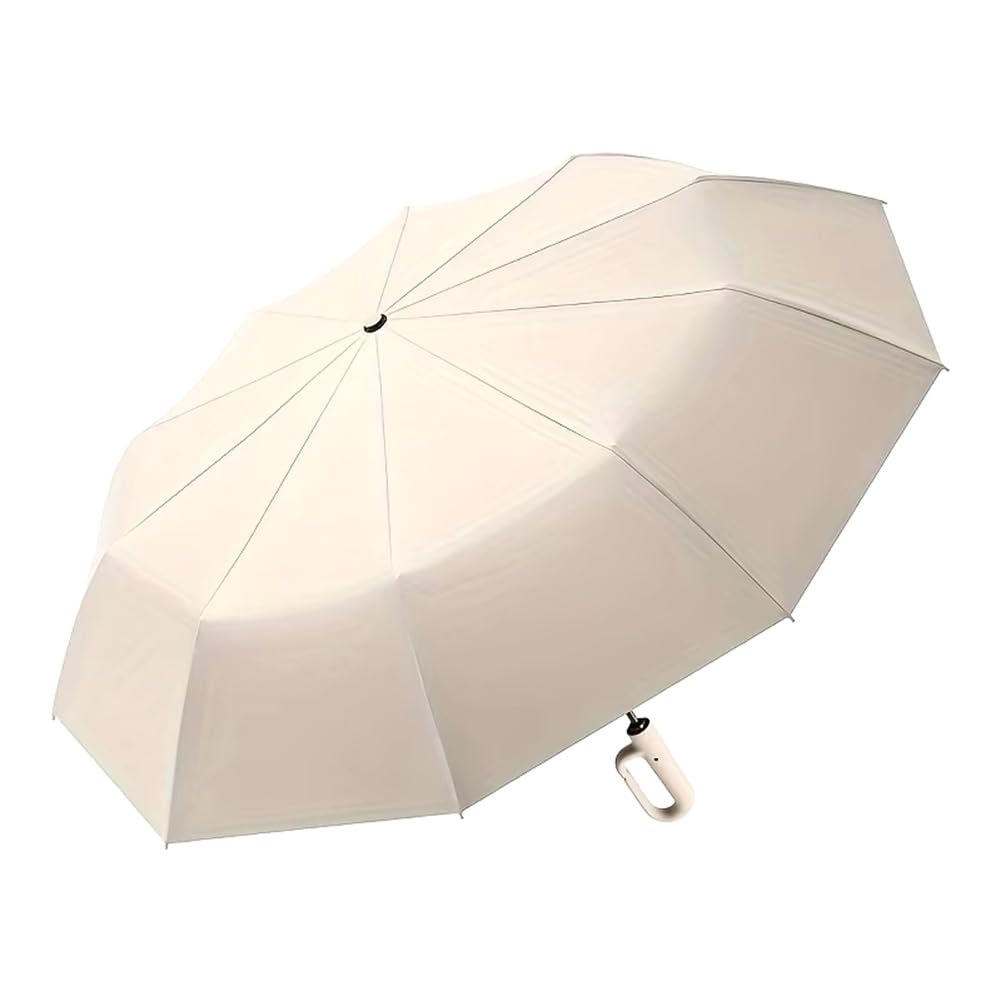 CTRLZS Automatic Folding Umbrella with Hook Handle Rainproof, Portable Sunshade for Travel White