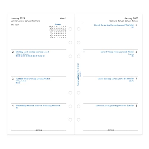 Filofax The Original Organizer, Personal Size, Patent Rose - Leather, Six Rings, Week-To-View Calendar Diary, Multilingual, 2023 (C022595-23) #TOP2