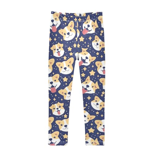 Wusikd Cute Puppy Girls' Leggings Toddler Doodles Night Sky Stars Kids Yoga Pants Dance Active Tights 4T