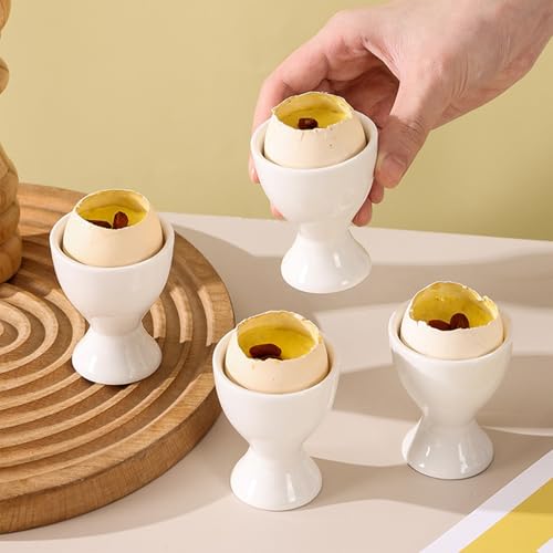 Soporte para huevos suaves hervidos en cerámica: juego de 4 piezas antideslizantes 6