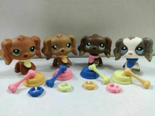 4pcsLot Littlest Pet Shop LPS#1194#960 Cocker Spaniel Perros Juguete con Accesorios