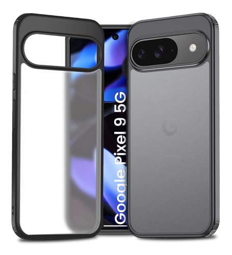 Image of Golden Sand for Google Pixel 9 5G - Rugged Frosted Semi Transparent PC Shock Proof Slim Back Case for Google Pixel 9, Black