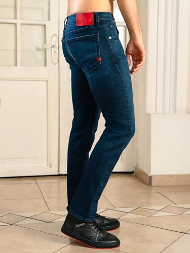 Men's Blue Slim Fit Jeans Modern and Comfortable Design, 98% Cotton 2% Elastane. Casual and Formal Style.2