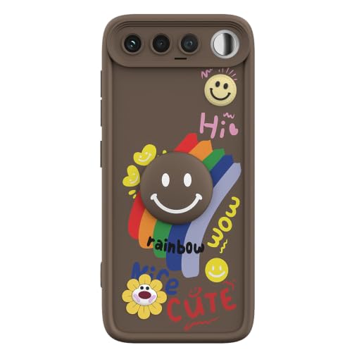 Image of Pikkme Back Cover for Realme 16 5G | Soft Silicone| Cute Rainbow Smile & 3D Cartoon Flower Design | Shockproof Raised Camera Protection Bumper Case (Brown)