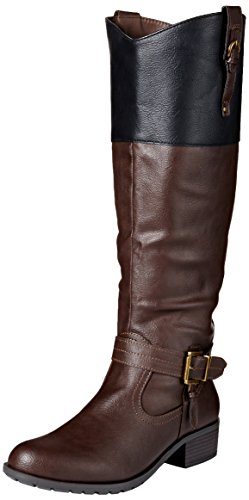 Rampage Women's Ivelia Fashion Knee High Casual Riding Boot, Brown/Black, 7.5 M US