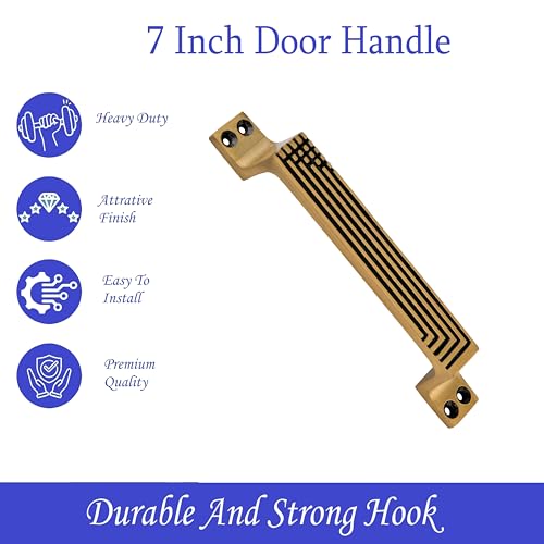 Image of GHAR DWAR Main Door /Main Door Handle Aluminium (7 Inch) Main Door Handle, Antique- Finish Door Handles for Home and Office (Pack of 4 Pair)