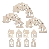 Veemoon 24 Holzhäuser Bastelset Unbemalt Glatte Kanten Naturbelassene Holzformen für Selbstgemacht Weihnachtsschmuck Familien Bastelspaß und Kreative Holzhandwerksprojekte