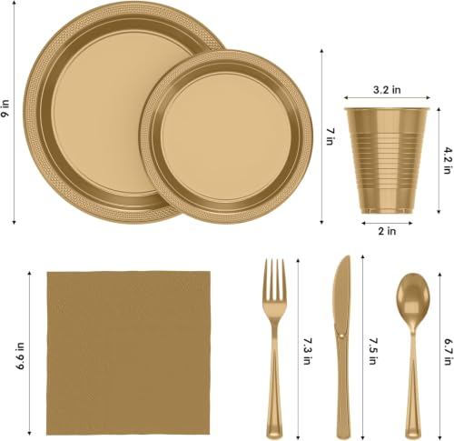 Image of Exquisite 350 Pcs Gold Plates and Napkins Party Supplies Plate Sets
