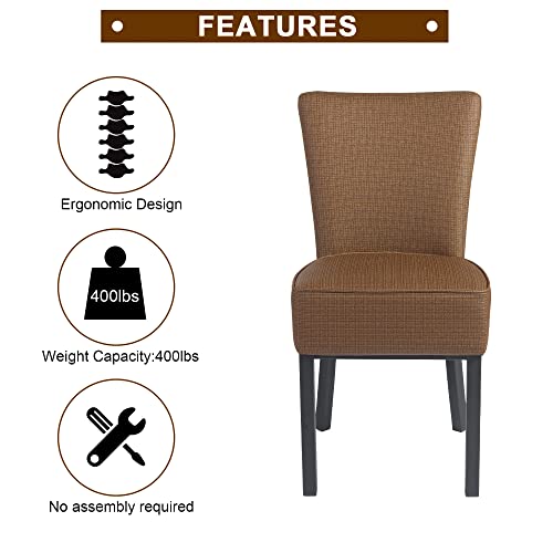 Luckyermore Leather Dining Chairs Set Of 2 Modern Kitchen Chairs With Upholstered Seat And Back, Vinyl Coffee #TOP4