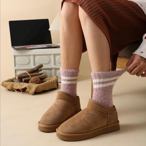 Image of SISOSOCK 5 Pairs Fuzzy Soft Cozy Comfortable Socks for Women, Casual Sleep Comfy Socks, Perfect Warm Winter Gifts for Women