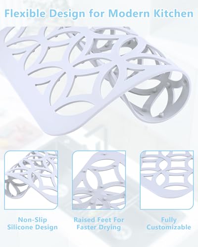 Protector de fregadero de silicona blanco (paquete de 2 piezas, 12x11 pulgadas) 7