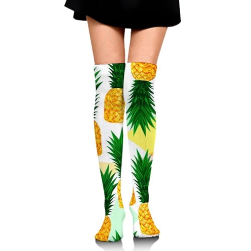 WUXEKZO Girls Woman's Fashion Pineapples Art Crew Dress Socks for Gym, Basketball, Yoga, Non Skid Long High No Show Socks