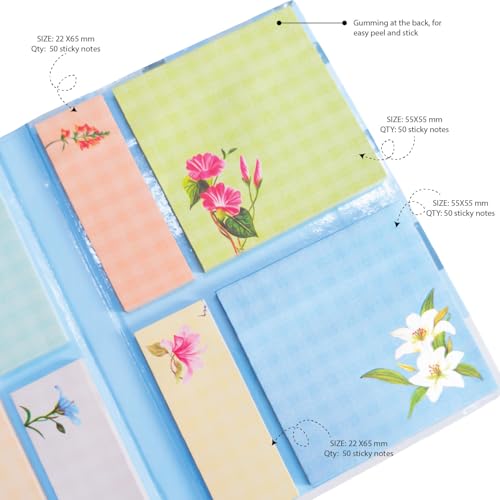 Image of The Good Part 350 Sticky Notes Set - Floral Collection | Assorted Sizes Sticky Notes Pads | Aesthetic Memo Pads for Office, Study, to-Do Lists, Reminders & Note Taking