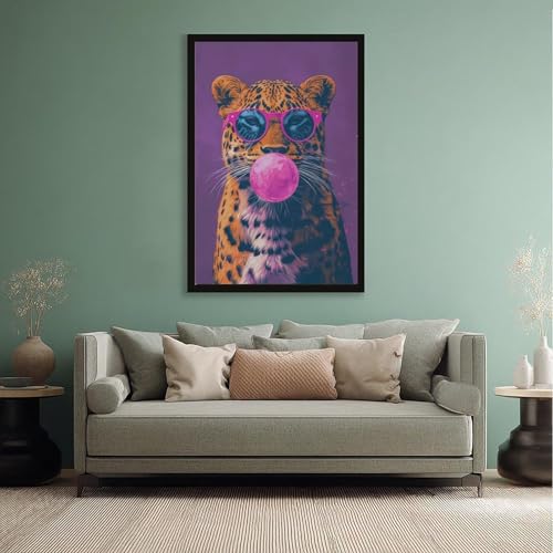 Affiche léopard bubblegum fun mur vide solution déco toile chambre ado