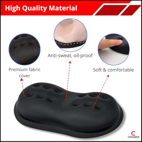 Image of Crysendo Ergonomic Mouse Wrist Rest Support | Gliding Palm Rest Pad with Oval Shape Design for Wrist Pain Relief & Pressure Release | Single Support for Office, Gaming & Coding (Black)
