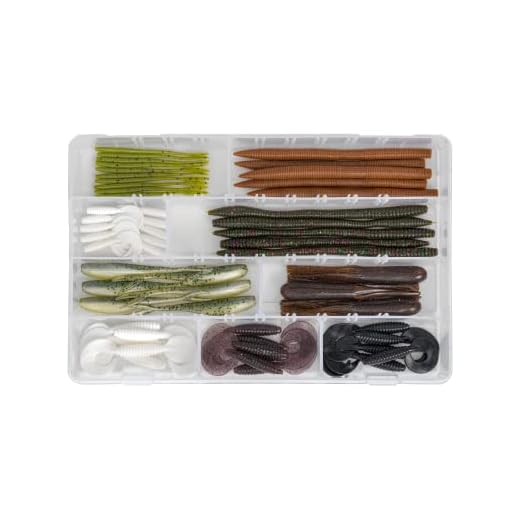 Tailored Tackle Soft Plastic Fishing Lures Kit with Tackle Box Bulk Worms Bait Grubs Tubes Wacky 3 Inch 4, 5, 6 in