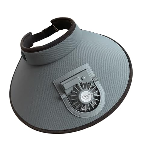 TSMORY Ventilador de refrigeración ajustable de 3 velocidades, recargable por USB, ala ancha, protección solar para pesca, ciclismo, actividades al aire libre, velocidad ajustable, gris oscuro, Talla
