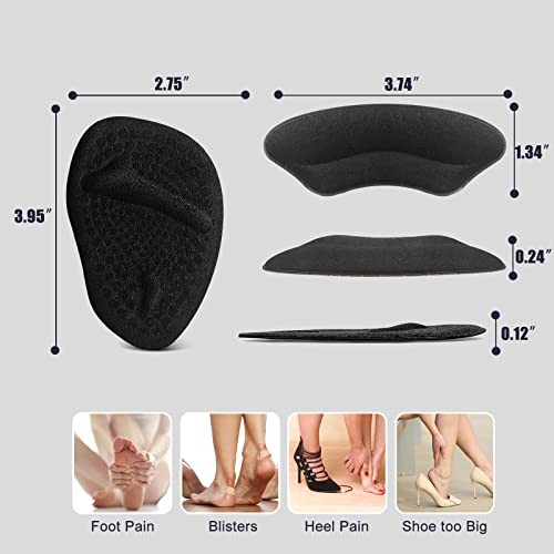 Image of SIIHEA Metatarsal Pads Ball of Foot Cushions, Heel Inserts for Women, Foot Pain High Heel Comfort Shoe Filler, Heel Pads Grips for Shoe Too Big, Loose Shoes, Blisters (2PairsBlack)