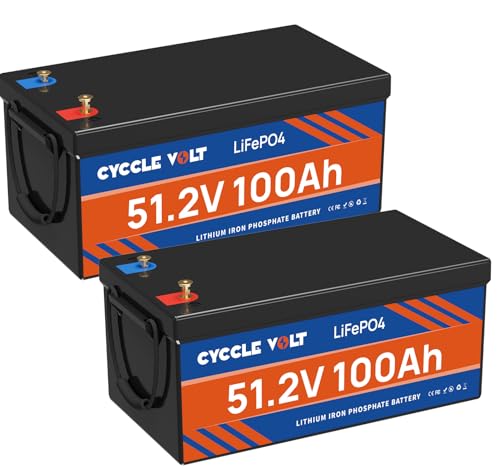 Image of 48V 200Ah LiFePO4 Battery 10KWh(48V 100AH 2 pack), CYCCLEVOLT 48V Lithium Battery Built-in 100A BMS, Low-Temp Protection, Up to 15000 Deep Cycles, for RVs, Trolling Motors, Off-grid Solar Systems