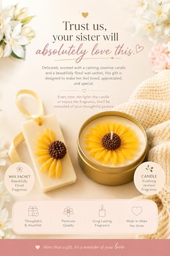 Image of Rakhi Gift Hamper for Sister | Scented Candle, Satin Scrunchie, Photo Frame, Greeting Card & Wax Sachet | Raksha Bandhan Rakhi Giftbox
