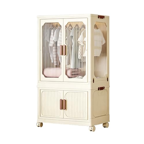 Plegable Armario Auxiliar Pequeño Dormitorio con Ruedas Gran Capacidad Armario Vestidor Abierto Grande con Barra para Colgar Ropa para Armarios Dormitorios Apartamentos Baño