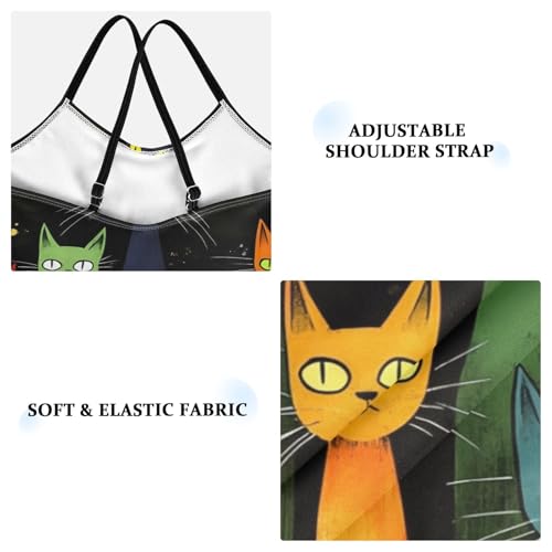 Colorful Cats Black Girl Bathing Suits 3-10T Summer Swimsuits Girls, Beach Swimwear3