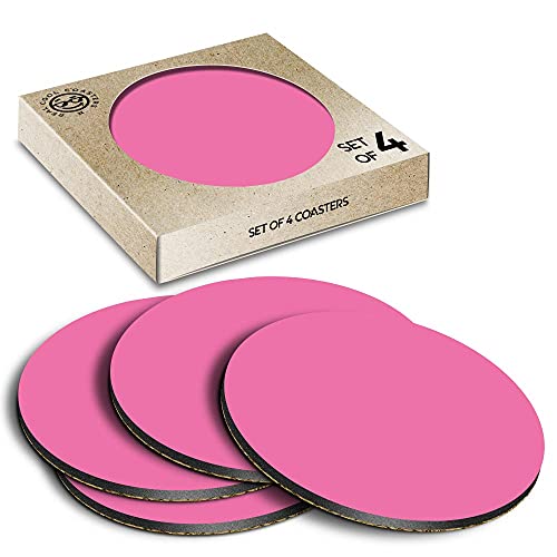 4 x Eco Boxed Cork Coasters - Bright Pink Colour Block Drink Cup Mug Glass Table Mat #44456