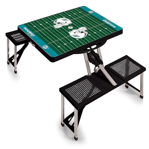 Image of PICNIC TIME NFL Picnic Table Portable Folding Table with Seats and Umbrella