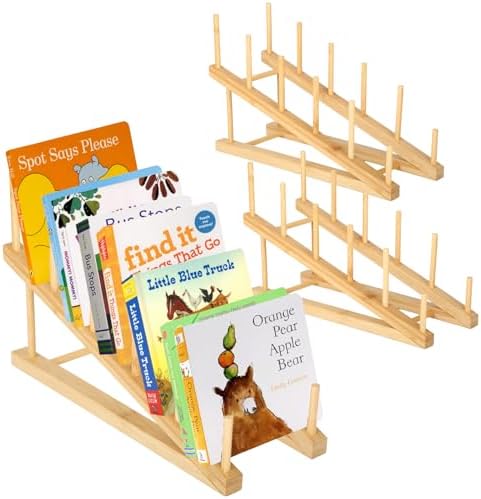 3 Pcs Bookshelf Holder, Wood Book Stand for Display 5-Tier Tablet...