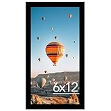 JCJMY 6x12 Picture Frame Black for Wall Hanging, Wall Mounting Horizontally or Vertically, 6 x 12 Wall Gallery Poster Photo Frame with Shatter Resistant Plexiglass, Black