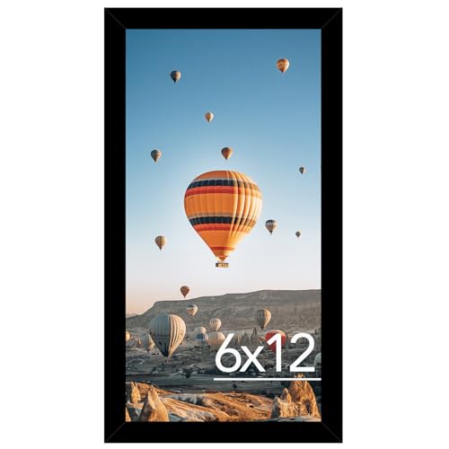 Image of JCJMY 6x12 Picture Frame Black for Wall Hanging, Wall Mounting Horizontally or Vertically, 6 x 12 Wall Gallery Poster Photo Frame with Shatter Resistant Plexiglass, Black