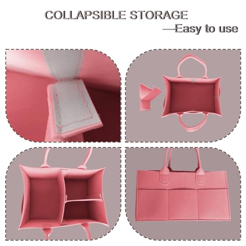 Image of Baby Diaper Caddy is a versatile baby basket designed for nursery storage, car organization, and as a thoughtful gift for baby showers. Perfect for storing diapers and baby wipes. (Pink)