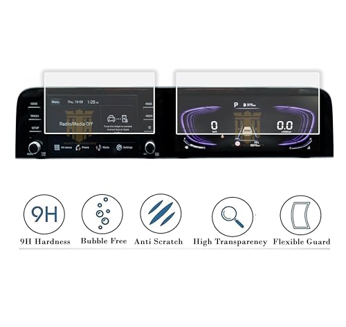 Image of ( 3 Pack 9H Screen Guard For NEW KIA SELTOS 2023 FACELIFT / 8 Inch Infotainment & Instrument Cluster with AC Panel Guard /Car Music System Accessory - Glossy [Not Tempered Glass]