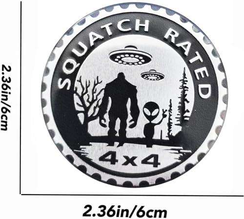 Image of 4 x 4 Metal Automotive Badge 3D Metal Car Emblems Emblems Round Emblem Decals Car Badge Decals Stickers Compatible with Vehicles Jeep Wrangler Vehicles Trucks SUV RV Decorations (SQUATCH3)