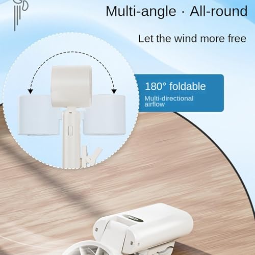 Ventilador de clip USB con rotación de 180 grados y batería recargable de gran velocidad 8