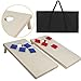 F2C Portable Wooden Framed Bean Bag Cornhole Toss Game Set Board 4FT 2FT W/ 8 Bean Bags& Carrying Case| Original Black, Classic Red& Blue to Choose (Natural Wood 4FTX2FT)
