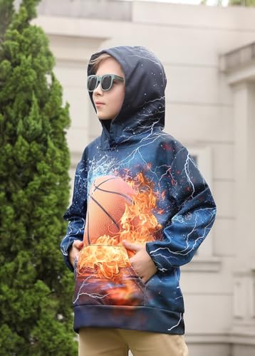 Image of Lovekider Boys Hoodies Sweatshirt Cool 3D Print Pullover with Big Pocket for Kids Fashion Warm Winter 6-16 Years