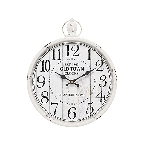 Menterryretroroundwallclockwhitevintageantiquestylebatteryoperatedsilentwallclocksforfarmhousebathroomkitchenbedroomoffice118hx93w  Urban Country Home Decor Menterry retro round wall clock white vintage antique style battery operated silent wall clocks for farmhousebathroomkitchenbedroomoffice 118 h x 93 w  urban country home decor