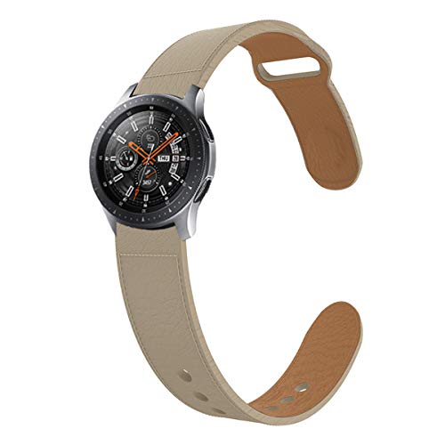 KTcos Compatible con Samsung Gear S3 Frontier&Classic and Galaxy Watch 46mm Correa Cuero, 22mm Recambio Reemplazo de Banda de la Muñeca Pulseras para for Gear S3 Smartwatch (Blanco Crema)