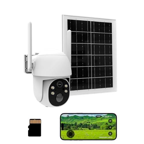 MOES 4G LTE Security Camera Outdoor with SIM Card, Solar Powered - 1080P Wireless PTZ, Color Night Vision - for Farm, Barn, Off-Grid Security