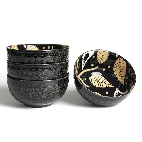 AOOSY Lot de bols en porcelaine - 350 ml - Bol à riz, soupe et salade en porcelaine et céramique pour salade, soupes, ramen, riz, dessert