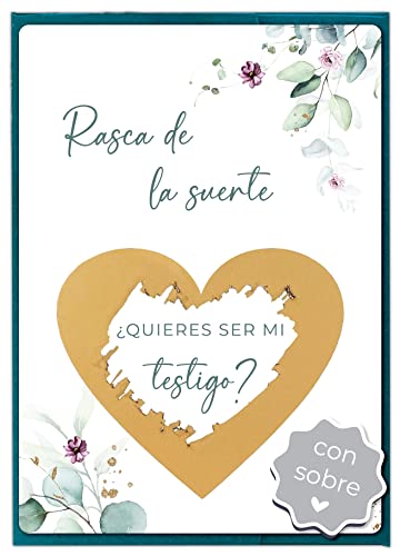 JoliCoon Tarjeta de rascar Quieres ser mi testigo con sobre - Eucalipto