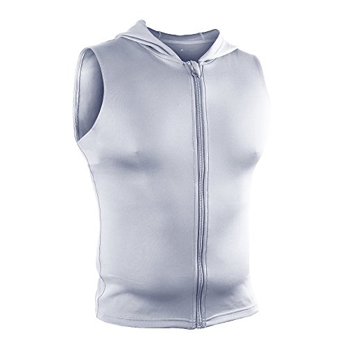 Musclealive UomoGli Sport Bodybuilding Felpe con Cappuccio Senza Maniche Zip-up Allenarsi Canotta Poliestere e Spandex