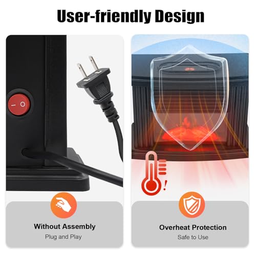 Electric Fireplace Heater, 1000W Mini Smart Portable Fireplace Infrared Fireplace Stove with 3D Flame Effect for Home Office Bedroom, Easy Operate - Image 8