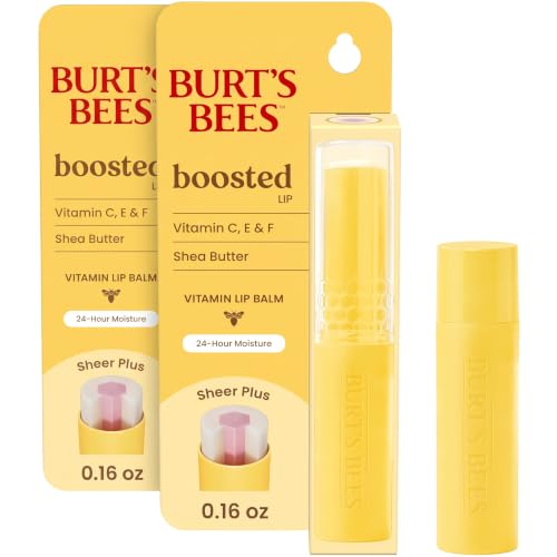 Burt's Bees Boosted Lip Balm Sheer Plus; Vitamin Lip Balm, Nourishing Vitamin C, E, and F Core; 24 Hour Moisture; Tint Free, Semi Glossy Finish; 100% Natural Origin; 1 Tube; 0.16 Oz. (Pack of 2) - image 1
