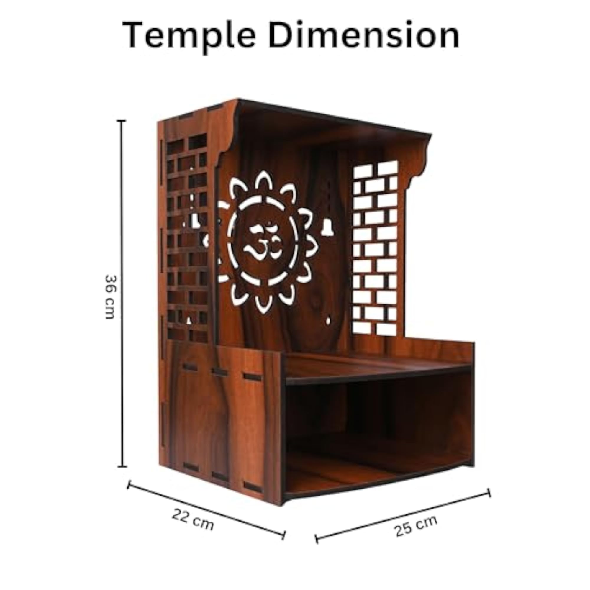 Hand Crafted OM Pattern Wooden Mandir for Home & Office